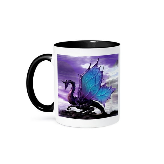 3dRose, Fairytale Dragon, 11oz Two-Tone Black Mug