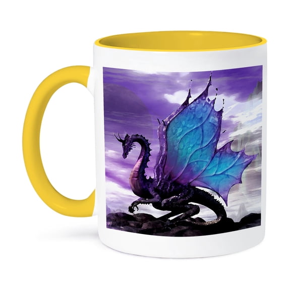 3dRose, Fairytale Dragon, 11oz Two-Tone Yellow Mug