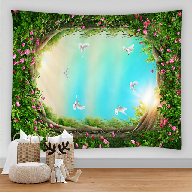 Fairytale Dreamy Forest Tapestry Psychedelic Carpet Bohemian Home Decor