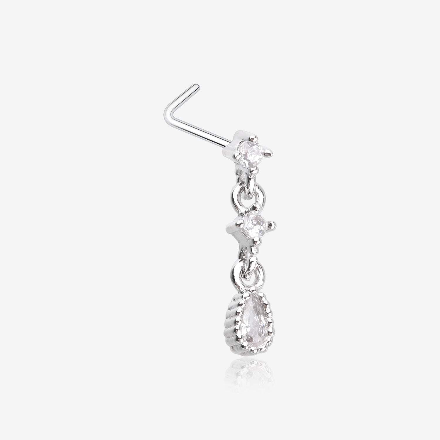 Fairytale Droplets Multi-Gem Teardrop Dangle L-Shaped Nose Ring ...