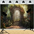 thumbnail image 1 of Fairytale Fantasy Photography Backdrops Window With Bunch Flowers Snowfall Winter Pathway Photo Studio Background FA-03, 1 of 5