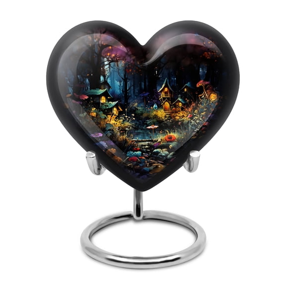 A Fairytale Habitat - Heart Urn - Petite Decorative Urn for Human Memories - Small Keepsake for Adult Male Ashes - Heart Urn - Memorial Gifts - 3 Inch, 1 Pc