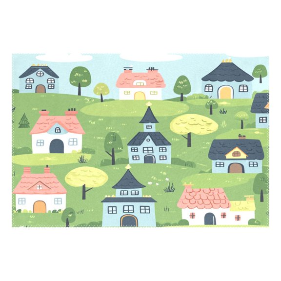 Fairytale House Scene 12x18in Heat-Resistant Non-Slip Place Mat, Durable and Wrinkle-Resistant