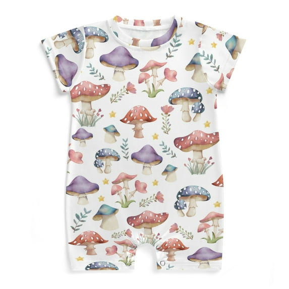 Fairytale Mushroom Baby Romper Shirts Boy Girl Enchanted Mushroom Forest Summer Outfit Baby Clothes Short Sleeve Onesie