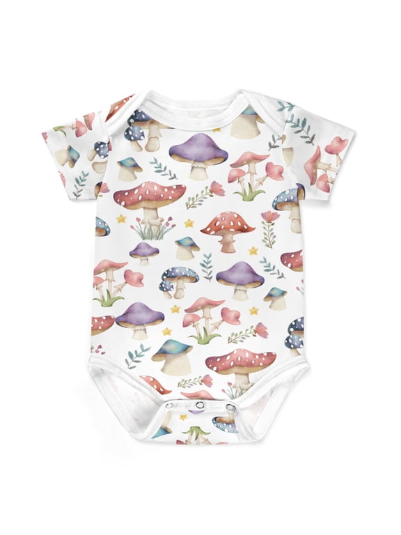 Fairytale Mushroom Rainbow Bodysuit for Boy Girl Enchanted Mushroom Forest Baby Romper Colorful Mushroom Infant One Piece Outfits