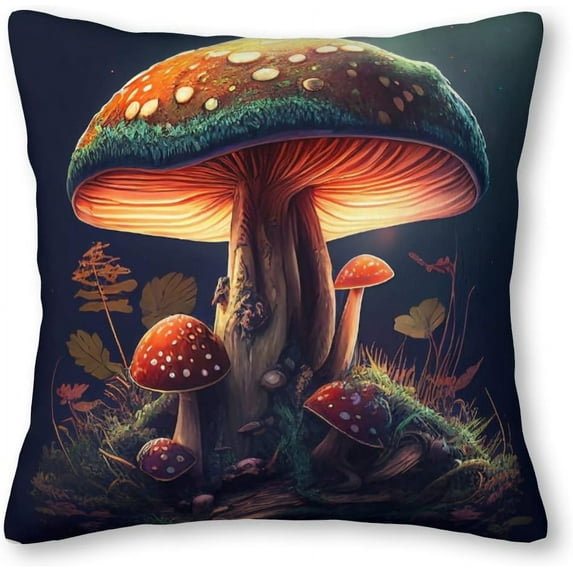 Fairytale Mushroom Velvet Throw Pillow Covers Sofa Pillowcase Car Square Throw Pillowcases Home Decoration 18x18Inch White 0 LTT6666