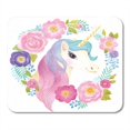 thumbnail image 1 of Fairytale Unicorn Head in Wreath of Flowers Watercolor Girlbirthday Mousepad Mouse Pad Mouse Mat 9x10 inch, 1 of 3