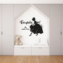 Fairytales Do Come True Quote Cute Little Princess Silhouette Disney Movie Princess Quotes Vinyl Wall Art Wall Decal Wall Sticker Home Decoration Design Kids Girls Room Wall Décor Size (10x10 inch)