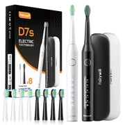 Fairywill Electric Toothbrush for Adults,Dual Pack with Travel Case 60 Day Battery Sonic Toothbrush,47,000 VPM 5 Modes IPX7 Waterproof 8 Brush Heads for Couples Family,Black & White