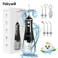 thumbnail image 1 of Fairywill Cordless Water Flosser, Portable Oral Irrigator Teeth Cleaner with 5 Modes, 300ML Rechargeable Electric Oral Hygiene Flossing for Travel & Home, Black, 1 of 8