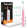thumbnail image 1 of Fairywill Sonic Electric Toothbrush for Adults and Kids, Rechargeable Kit with 8 Dupont Brush Heads & Travel Case, 47000 VPM, 5 Modes, Fast Charge, 60-Day Battery, IPX7 Waterproof, Pink, 1 of 10
