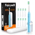 thumbnail image 1 of Fairywill Sonic Electric Toothbrush for Adults and Kids, Rechargeable Kit with 8 Dupont Brush Heads & Travel Case, 47000 VPM, 5 Modes, Fast Charge, 60-Day Battery, IPX7 Waterproof, Blue, 1 of 10