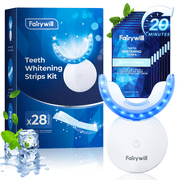 Fairywill Teeth Whitening Strip Kits, 16Min Rapid White Rechargeable Teeth Whitener Case,24pcs LED Blue Light and 28 White Strips for Sensitive Teeth