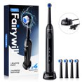 thumbnail image 1 of Fairywill Rotating Electric Toothbrush for Adults, Rechargeable Spin Ultrasonic Toothbrush with Plug-in Charging,4 Brush Heads, Black, 1 of 15