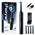 thumbnail image 1 of Fairywill Rotating Electric Toothbrush for Adults, Rechargeable Spin Ultrasonic Toothbrush with USB Charging Base,4 Brush Heads, Black, 1 of 13