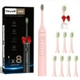 thumbnail image 1 of Fairywill Electric Toothbrush with 8 Replacement Brush Heads for Adults,4h Full Charge for 100Days,2min Build in Smart Timer, Pink, 1 of 10