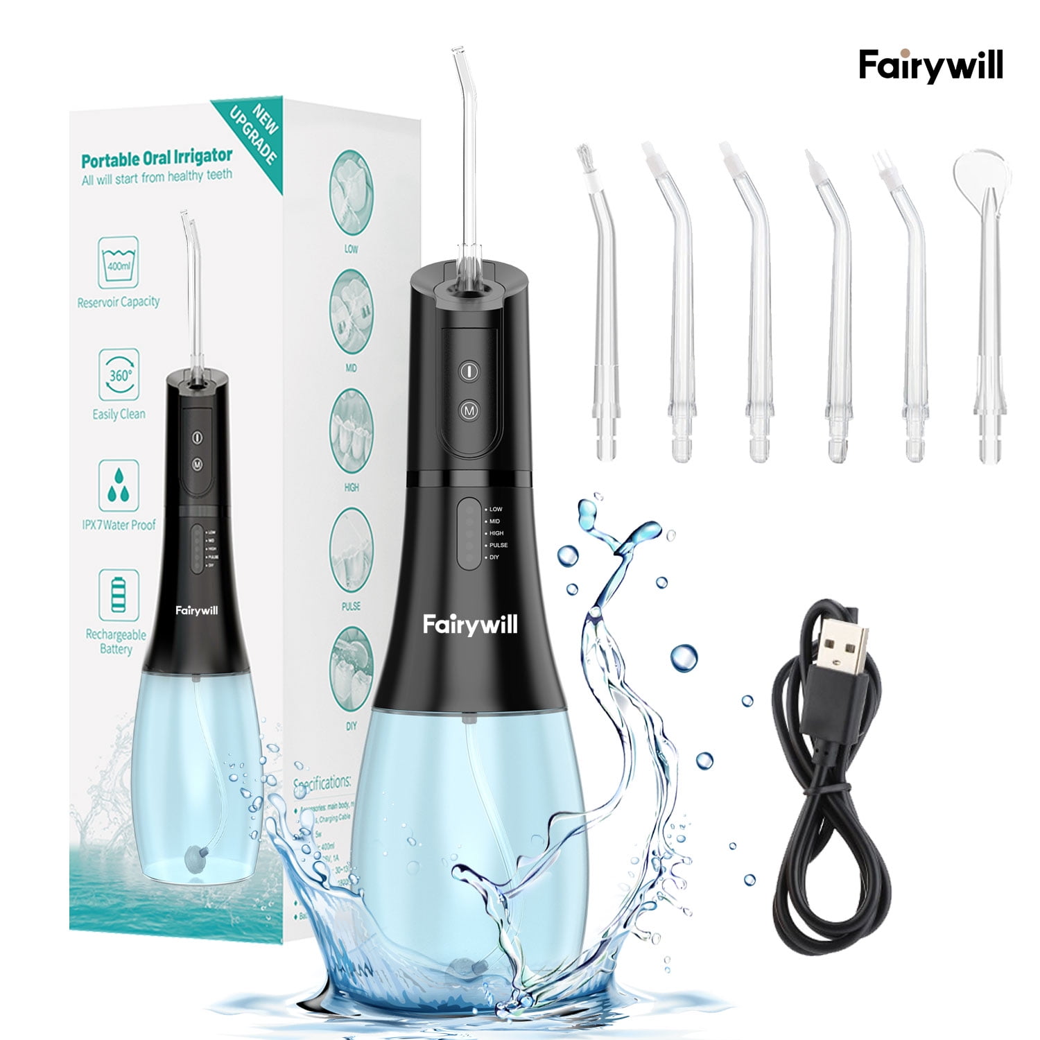 Fairywill Water Flosser for Teeth, Dental Oral Irrigator Teeth Cleaner