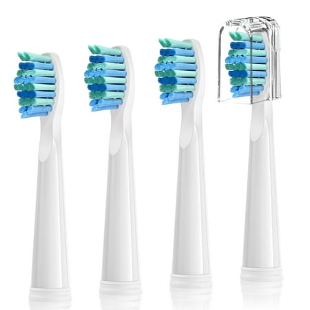 Fairywill White Replacement Heads, 4pcs Sonic Electric Toothbrush Brush Heads for 507 Fairywill Powered Toothbrush