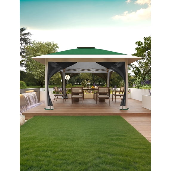Faitaliicy 12*12FT Pop Up Gazebo Outdoor Folding Canopy Shelter 4-Sided Instant Gazebo Tent With Mosquito Netting 4 Sandbags For Lawn Garden Backyard Deck Party & Outdoor Activities