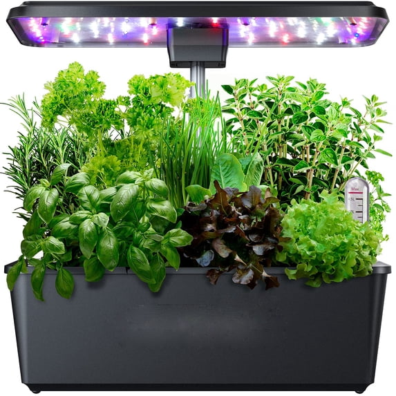 Faitaliicy 12 Pods Hydroponics Growing System Indoor Gardening System With 36W 5 Color 100 LED Grow Light Quiet Plants Germination Kit With Tweezers Automatic Timer Gardening Gifts