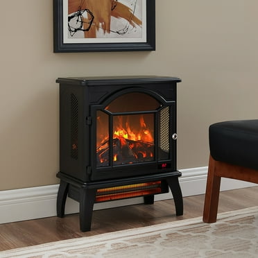 Faitaliicy 18'' Infrared Fireplace 3-sided View Electric Stove Freestanding 1500W Stove With 3D Realistic Flame 1 - 9H Timer Stove For Small Spaces Bedroom