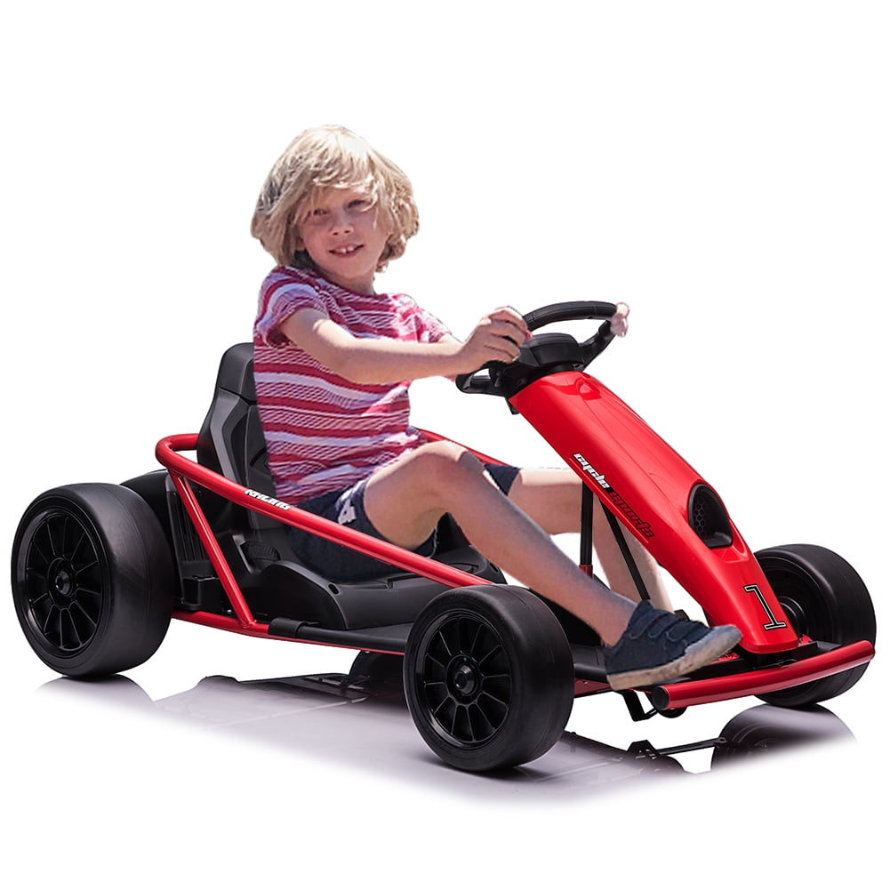 Faitaliicy 24V Go Kart For Kids 8-12 Years Drift Kart Electric Pedal Kart Outdoor Race Toy Teens Outdoor Ride On Toy 8MPH High Speed Drifting With Music Horn Max Load 175lbs