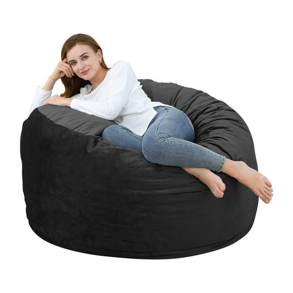 Faitaliicy 4 Ft Memory Foam Bean Bag Chairs Stuffed Bean Bag Sofa with Dutch Velvet Cover Round Bean Bag for Living Room