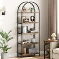 thumbnail image 1 of Faitaliicy 5 Tier Bookshelf Arched Standing Tall Bookcase Metal Frame Open Storage Rack Modern Display Rack Large Wood Book Shelf For Bedroom Living Room Office Study Room, 1 of 9