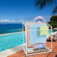 thumbnail image 1 of Faitaliicy 5 Tiers Pool Towel Rack Outdoor With Wheels PVC Trapedozal Free Standing Towel Drying Rack Curved Poolside Storage Organizer Bath Towel Display Rack For Beach Pool Bathroom Bedroom Living, 1 of 8