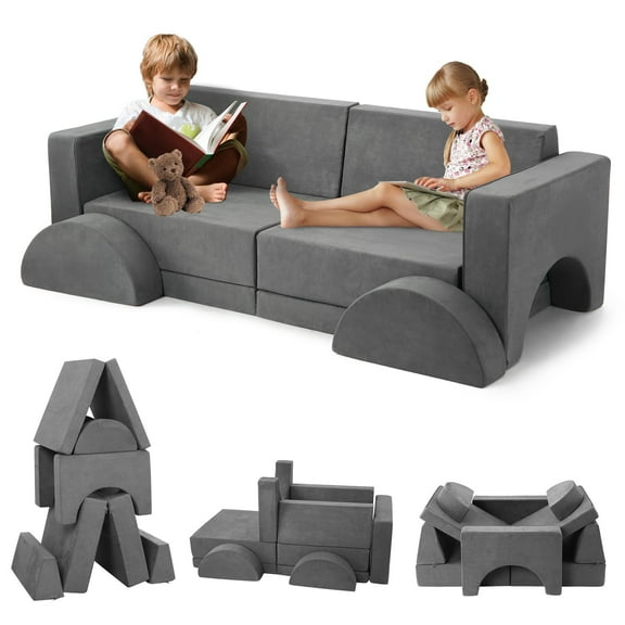 Faitaliicy 8PCS Modular Kids Play Couch Child Sectional Sofa Toddler Couch Kids Convertible Foam And Floor Cushion With Removable Cover For Boys And Girls Playroom Nursery