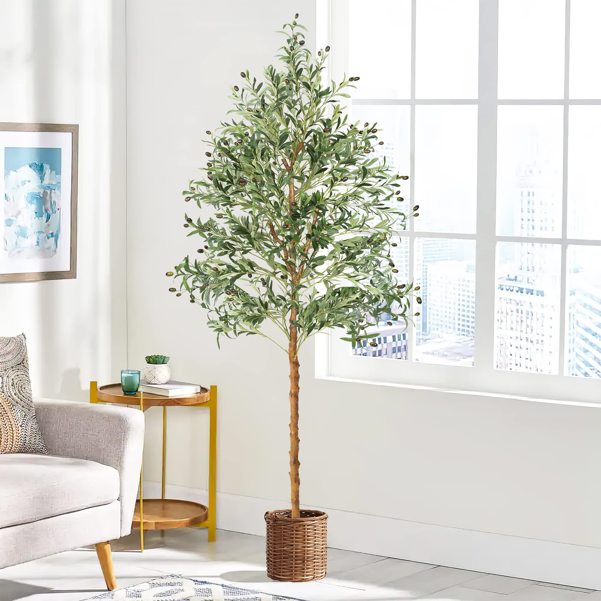 Faitaliicy Artificial Olive Tree Tall Faux Silk Plant Fake Potted Olive ...