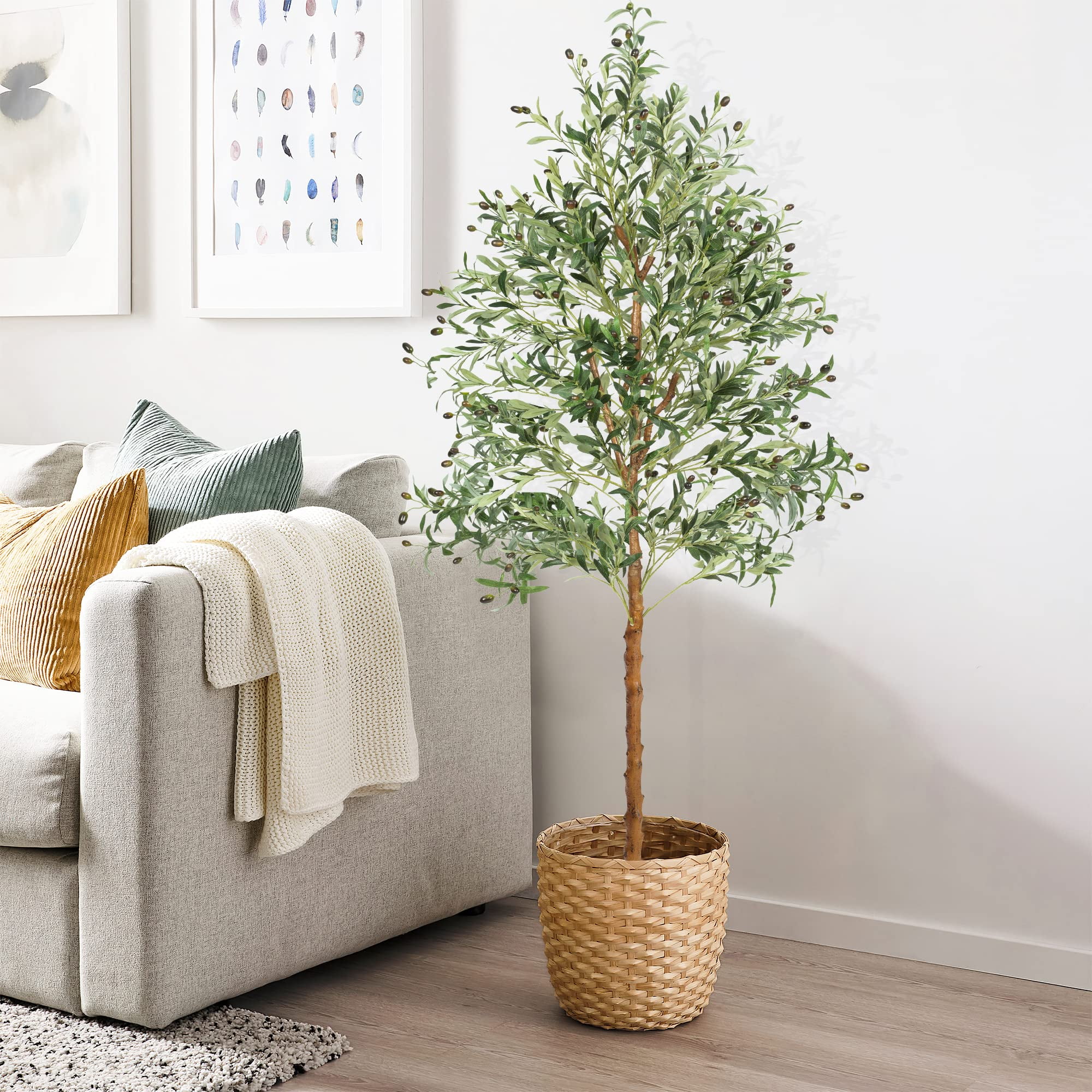 Faitaliicy Artificial Olive Tree Tall Faux Silk Plant Fake Potted Olive ...