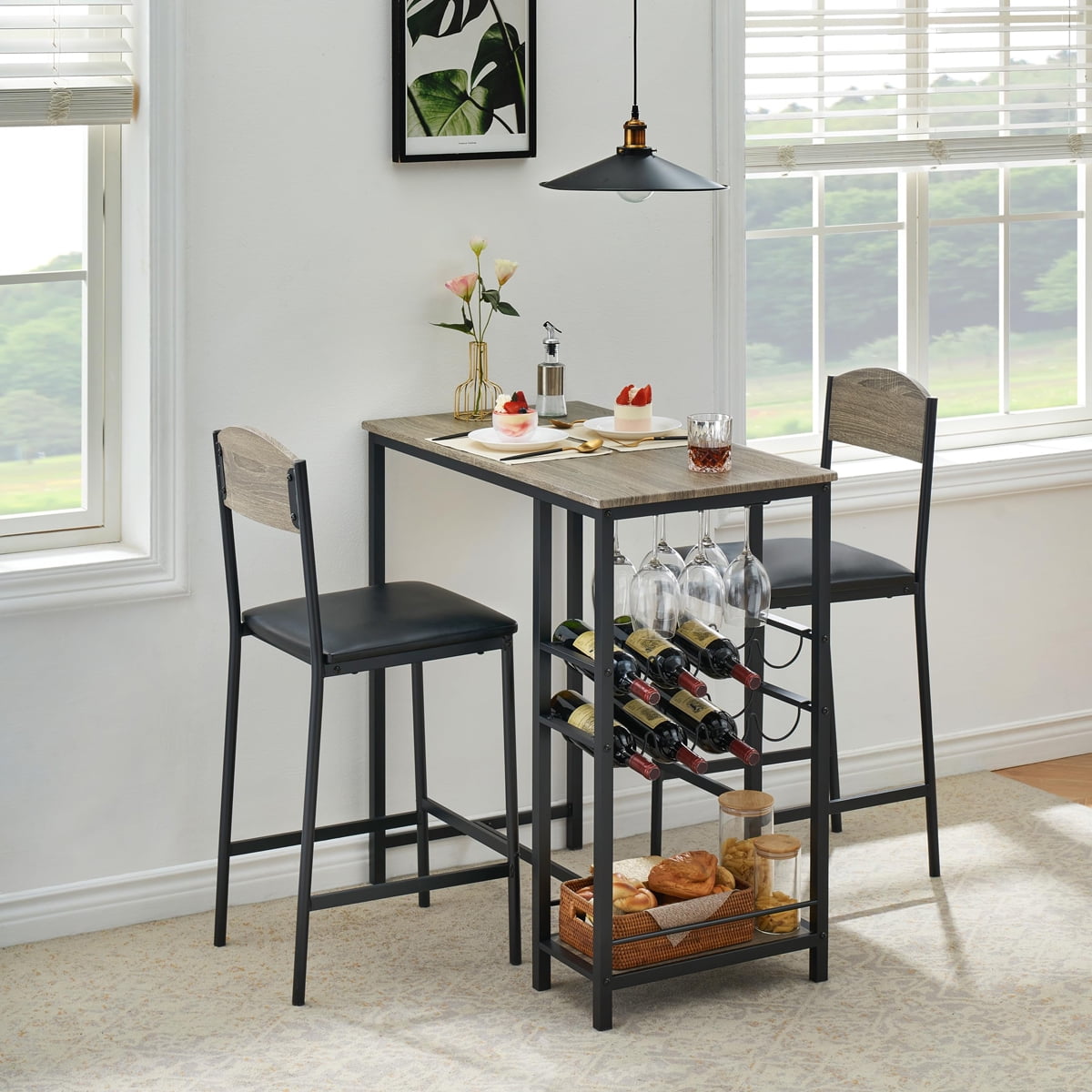 Faitaliicy Bar Table And Stools Set For 2 Kitchen Dining Table With 2 ...