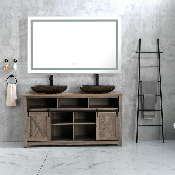 Faitaliicy Large Vanity Mirror 72" x 36", Bathroom Vanity Mirror with Frameless Polished Edge, Hangs Horizontally or Vertically,LED Backlit Mirror 3 Color Temperature Dimmable Anti-Fog Makeup Mirror