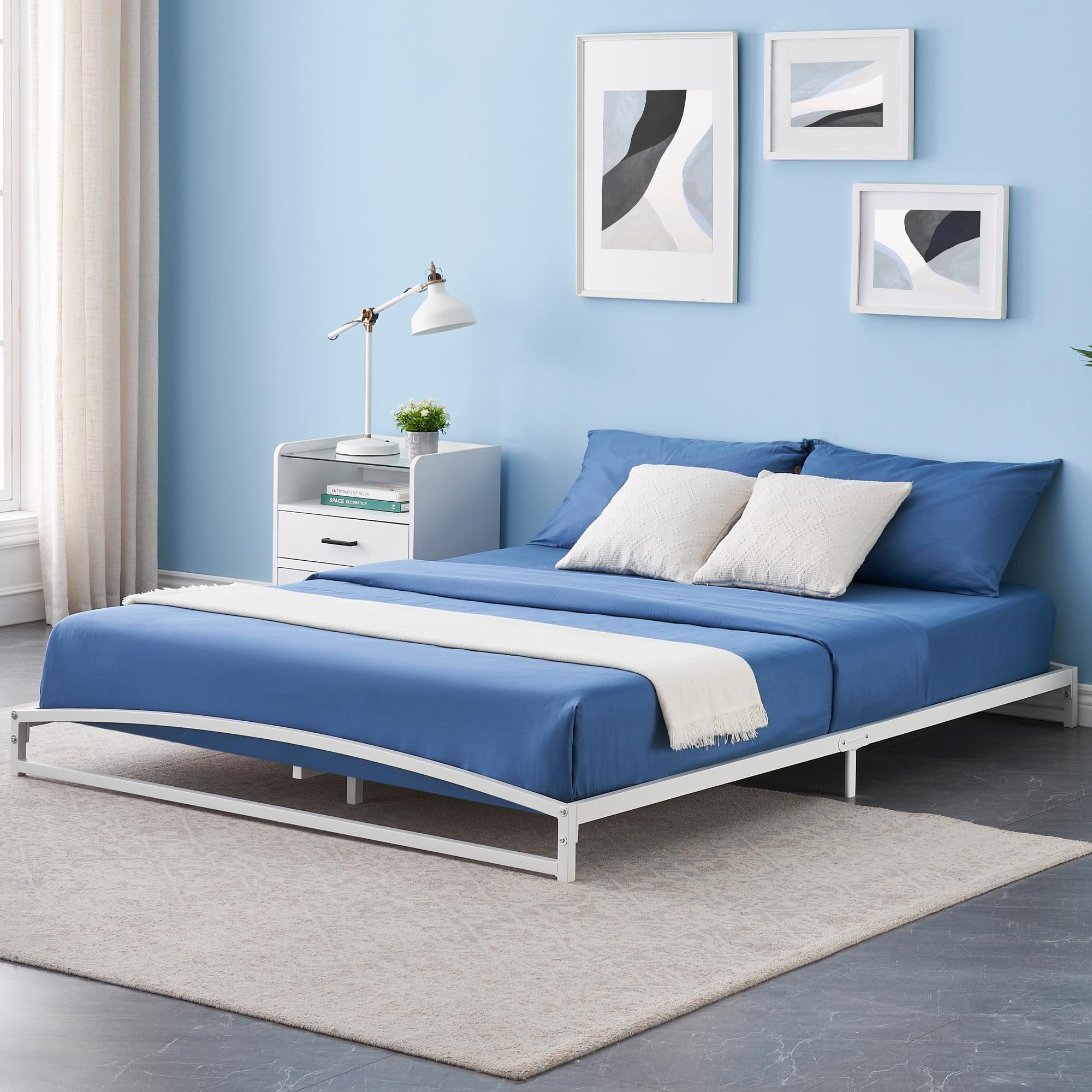 Faitaliicy Low Profile Platform Bed Frame Heavy Duty Metal Twin Bed Frame Queen Size Bed Frame Low King Bed Frame Full Bed Frame Mattress Foundation With Steel Slat Support No Box Spring Needed