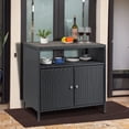 thumbnail image 1 of Faitaliicy Outdoor Wicker Rattan Storage Cabinet With Shelf Powder Coated Steel Patio Storage Box Bar Table With 2-Door Outdoor Freestanding Storage Unit For Patio Pool Garden Indoor Kitchen, 1 of 7