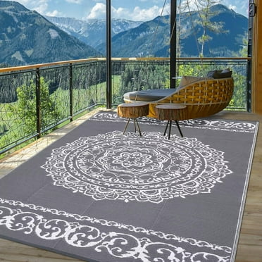 Faitaliicy Reversible Patio Rug Outdoor Camping Rug for Backyard Deck Balcony Porch Beach Waterproof Plastic Straw Outdoor Rug Balcony Picnic Beach Rug Rv Mat for Camping