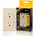 thumbnail image 1 of Faith 15A GFCI Outlet, Slim, Tamper-Resistant GFI Receptacle with Wall Plate, Ivory, 1 of 6