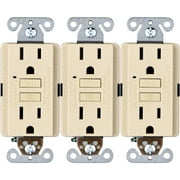 Faith 15A GFCI Outlets, Slim, GFI Receptacles, Ivory, 3 Pack