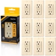 thumbnail image 1 of Faith 15A GFCI Outlets, Slim, Non-Tamper-Resistant GFI Duplex Receptacles with LED Indicator, Self-Test Ground Fault Circuit Interrupter with Wall Plate, ETL Listed, Ivory, 10 Pack, 1 of 6