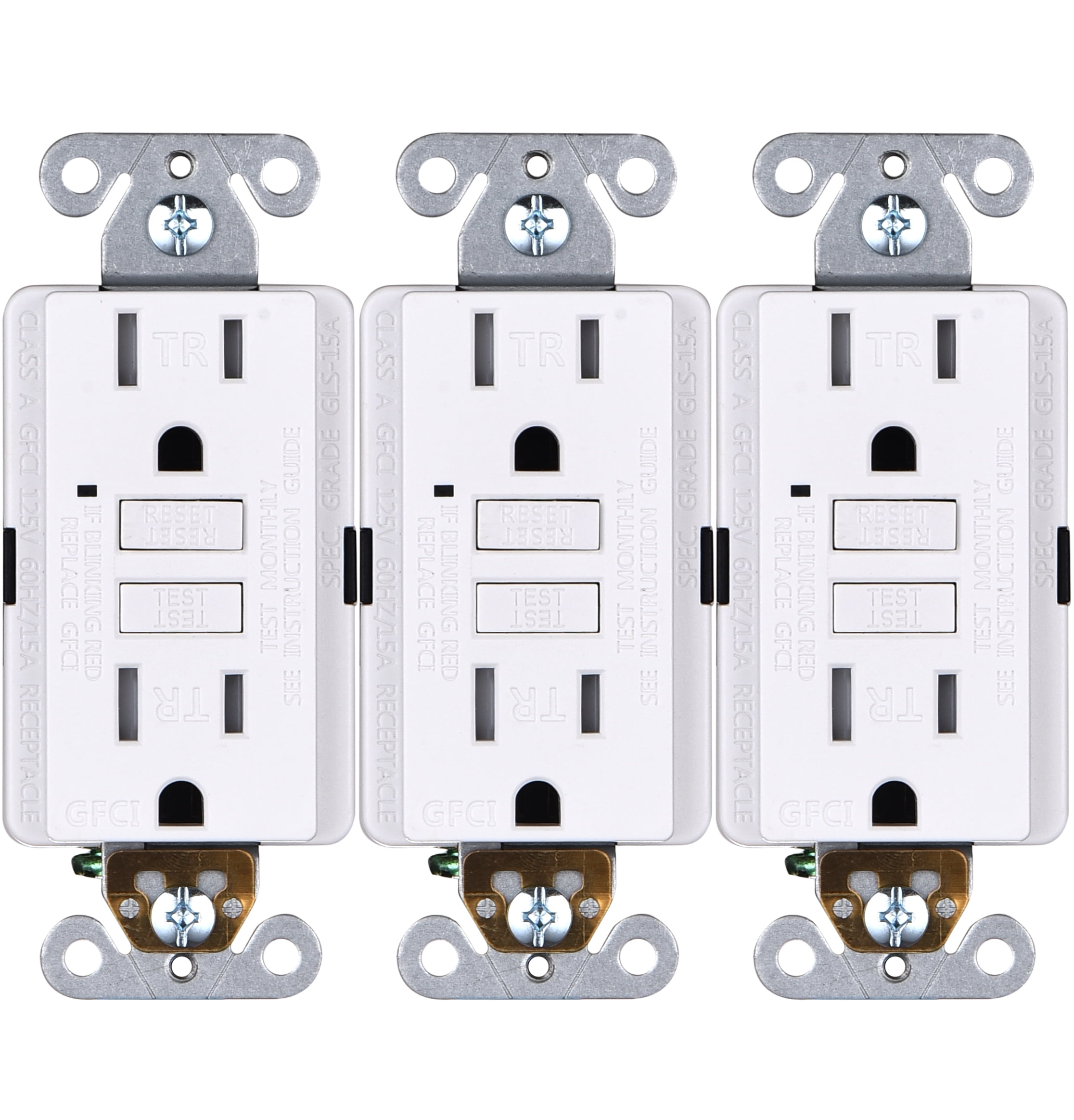 Faith 15A GFCI Outlets, Slim, Tamper-Resistant GFI Receptacles, White, 3 Pack