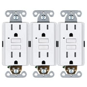 Faith 15A GFCI Outlets, Slim, Tamper-Resistant GFI Receptacles, White, 3 Pack