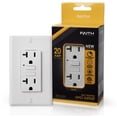 thumbnail image 1 of Faith 20A GFCI Outlet, Slim, GFI Receptacle with Wall Plate, White, 1 of 5