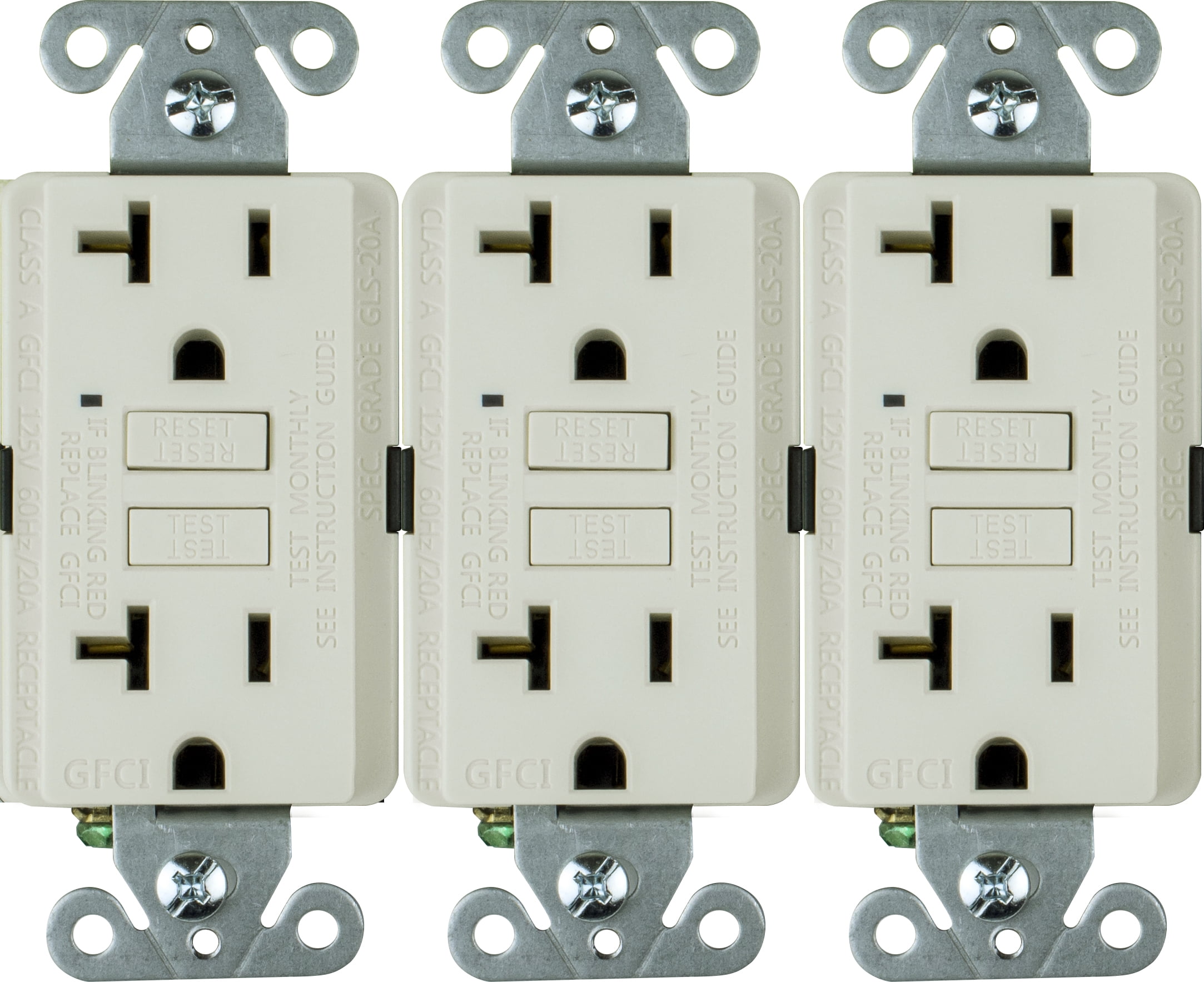 Faith 20A GFCI Outlets, Slim, GFI Receptacles, Light Almond, 3 Pack