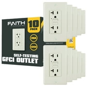 Faith 20A GFCI Outlets, Slim, GFI Receptacles with Wall Plate, Light Almond, 10 Pack