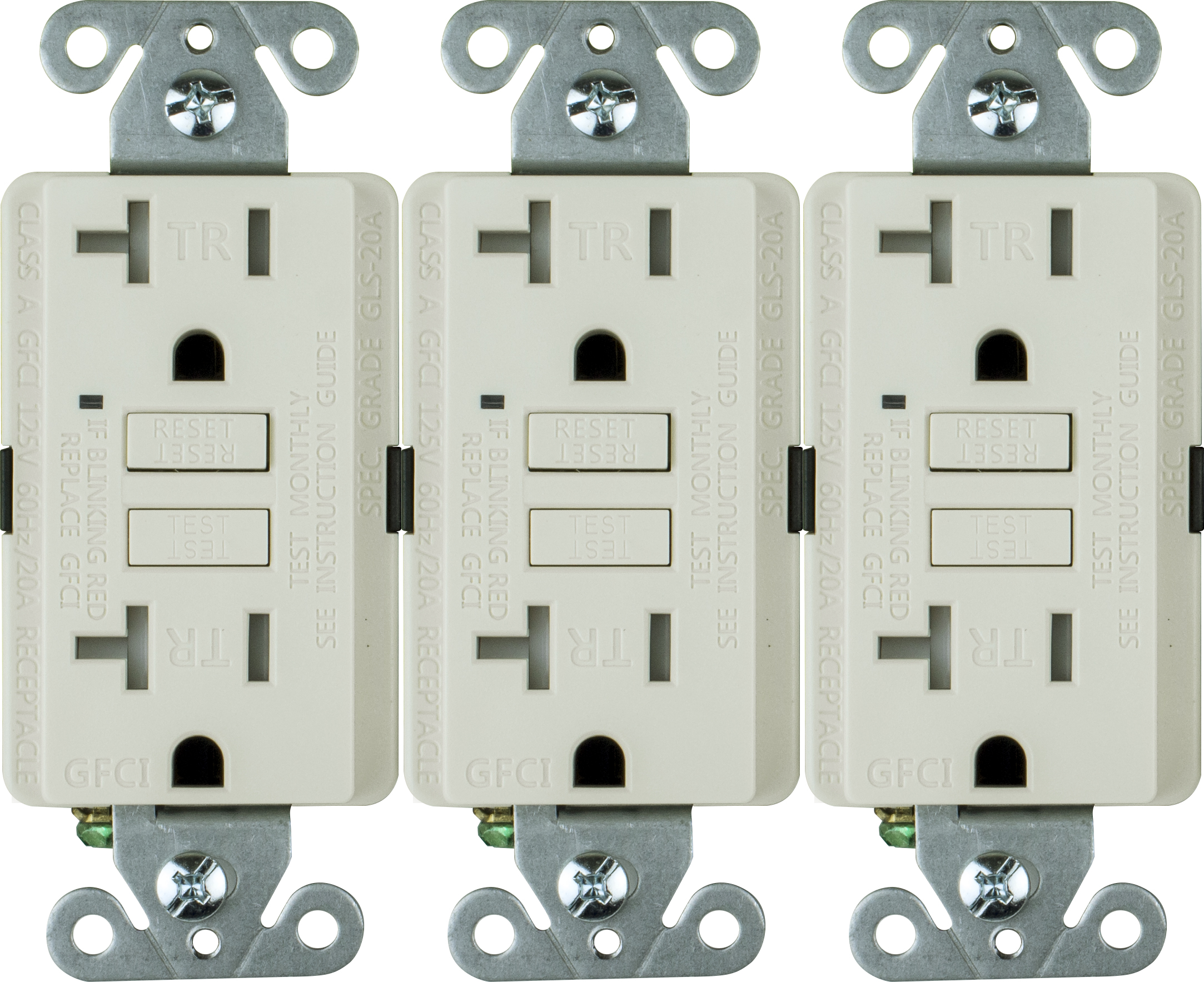 Faith 20A GFCI Outlets, Slim, Tamper-Resistant GFI Receptacles, Light Almond, 3 Pack