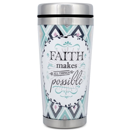 Faith All Things Possible 16 Oz Stainless Steel Travel Mug with Lid