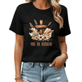 thumbnail image 1 of Faith Based He Is Risen Easter Cross Graphic Tees Womans Tshirt Shirts Black White S-5XL Tops, 1 of 4