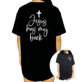 thumbnail image 1 of Faith Based Jesus Cross Heart Print Womens Short Sleeve T-Shirt Oversized Black Tops, 1 of 5
