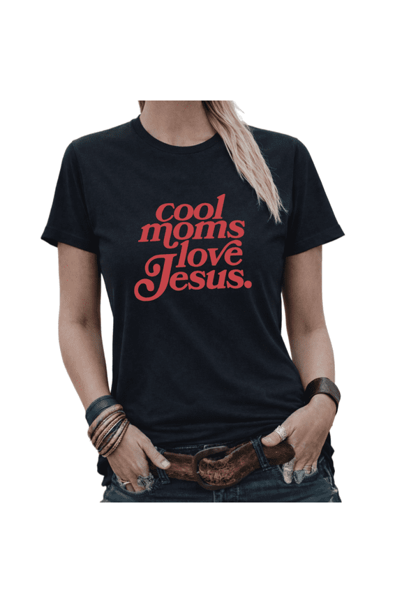 Faith Based Mom Statement Womens Print Tshirt Graphic Tees White/Black S-5XL Tops